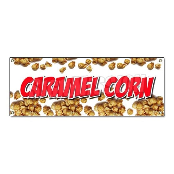 CARAMEL CORN BANNER SIGN caramel popcorn fresh hot buttered popped balls